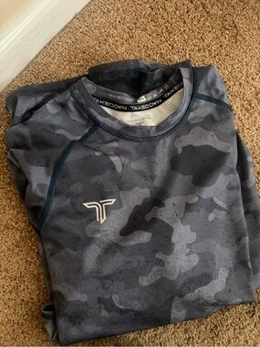 Takedown Grey/Blue Camo BJJ Rashguard Long Sleeve